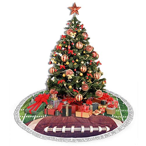 Msguide American Football Christmas Tree Skirt 48 Inch Large Halloween Xmas Tree Decor For Holiday Party Decor Christmas Decoration #TOP3