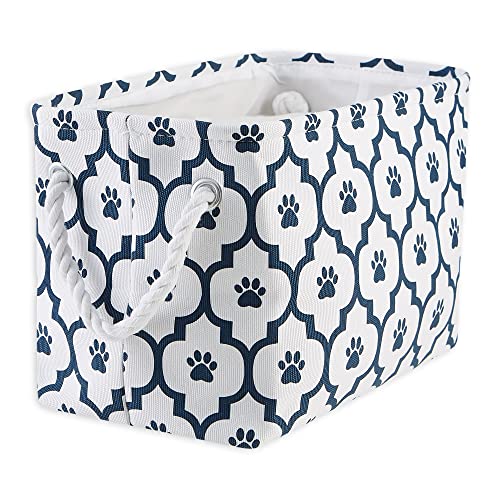 Bone Dry Pet Storage Collection Lattice Paw Print, Small Rectangle, White/Navy #TOP1