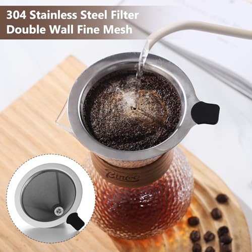 Bincoo Conjunto de cafeteira de gotejamento de vidro com filtro permanente, pote de gotejamento de c
