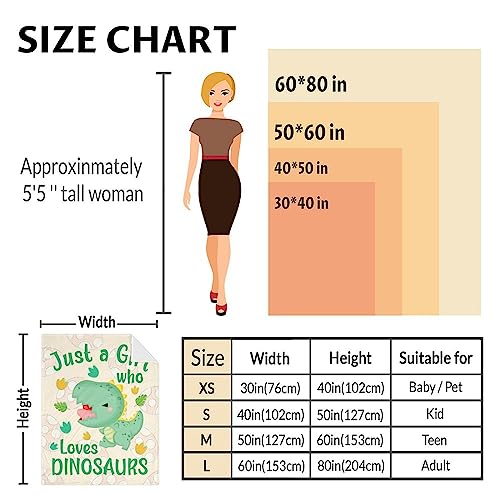 Dinosaur Blanket Gifts - 40"x50" Cute Throw for Girls - Green Soft Fuzzy Blankets for Bed, Couch & Living Room