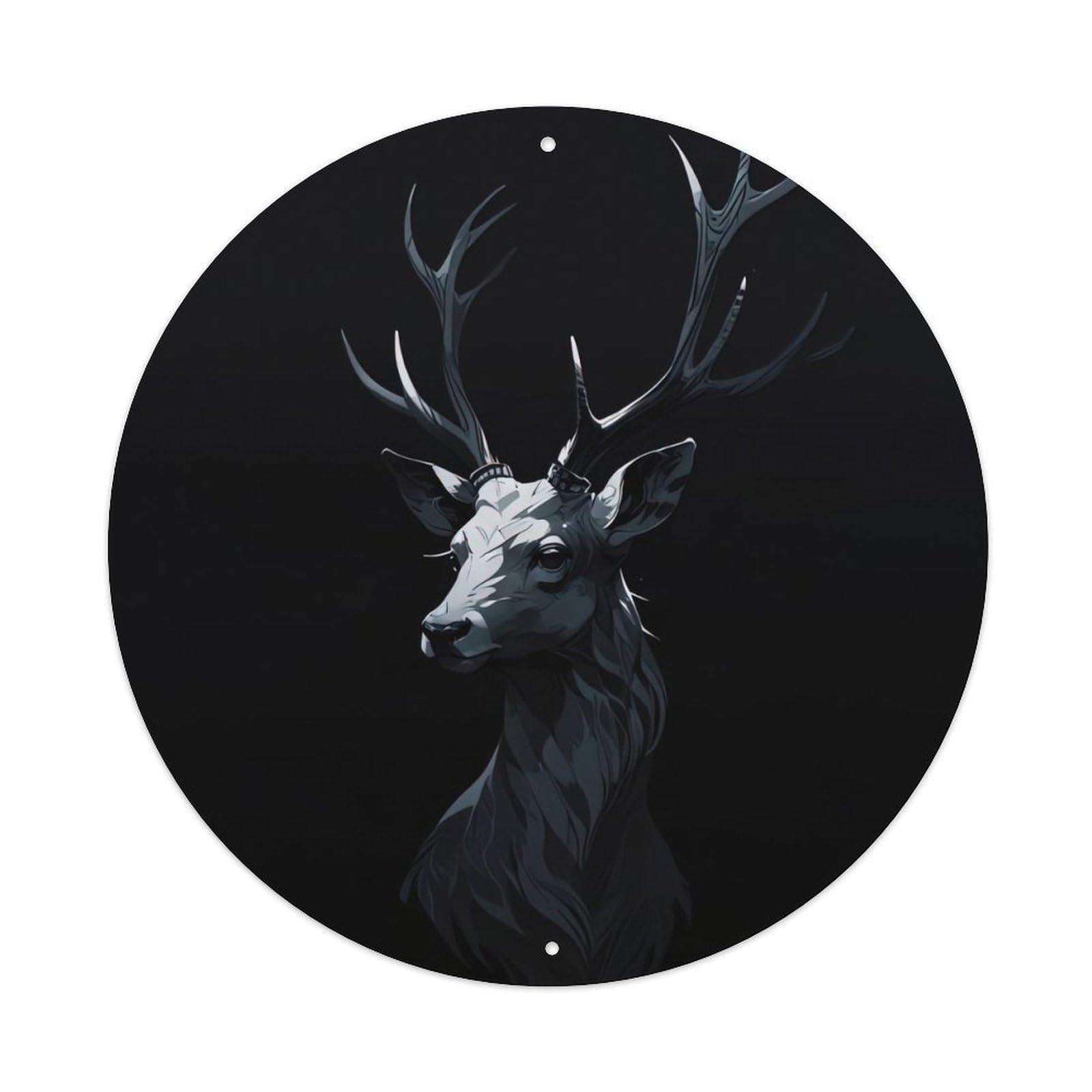 Animal Red Deer Stag Head Antlers Monochrome Minimalist Wildlife Vintage Metal Tin Sign Plaque Wall Decor for Cafe, Club Bar, Office, Garden Metal Poster 8x8Inch