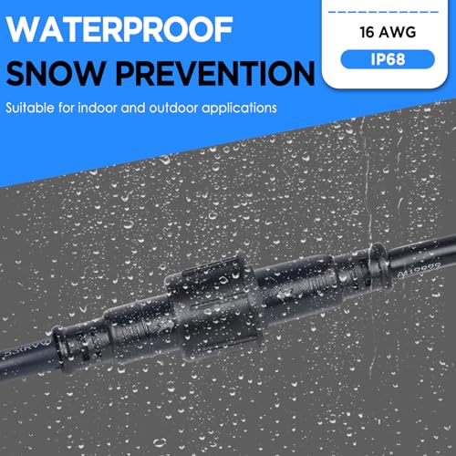 MAD OWL 4 Pin Waterproof LED Wire Connector, 16 AWG 196.8 inch/5M IP68 Male and Female Heads Extension Cable for Indoor and Outdoor LED Strip Light(1 Strip Black) by MAD OWL - Image 7