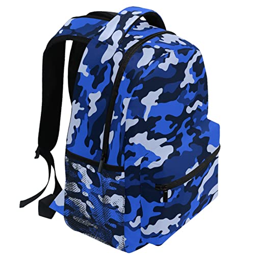 Zzkko Camo Camouflage Blue School Backpacks Book Bag For Boys Girls Travel Hiking Camping Daypack Work Laptop Backpack #TOP2