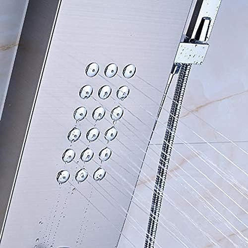 Panel de ducha con efecto lluvia y cascada, grifo digital para baño, juego multifuncional con chorros miniatura 5