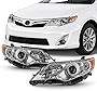 AKKON - Projector [Halogen Type] Fits 2012 2013 2014 Toyota Camry Chrome Headlights Driver Left+Passenger Right Pair