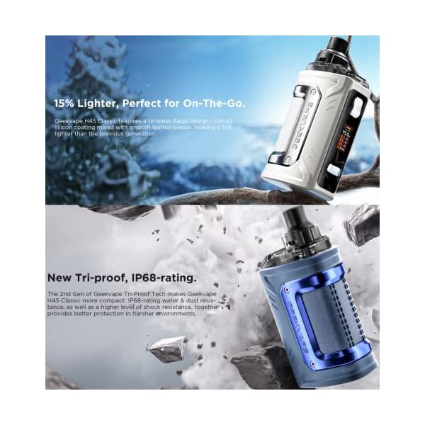 GEEKVAPE H45 Classic (Aegis Hero 3) Pod Kit 4ml Intégré 1400mah H45 Box Mod + GEEKVAPE B Series Coil (0.4ohm + 0.6ohm) E-Cigarette Vaporiser - Sans nicotine ni tabac