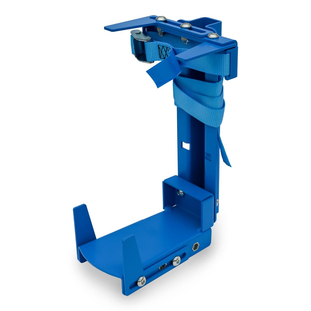 Syncro System Soporte universal para extintor de incendios para furgoneta o taller móvil – Acero pintado soporte Omega correa ajustable