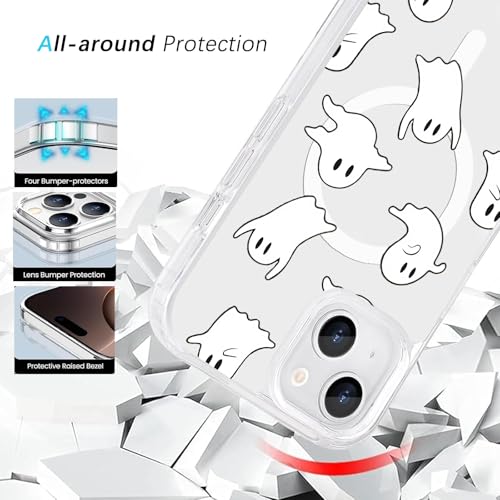 Houdqklee Magnetic Ghost Phone Case for iPhone 14 Pro, Cute Kawaii Halloween Case Compatible with MagSafe,Wireless Slim Clear Phone Cover for iPhone 14 Pro - image 3