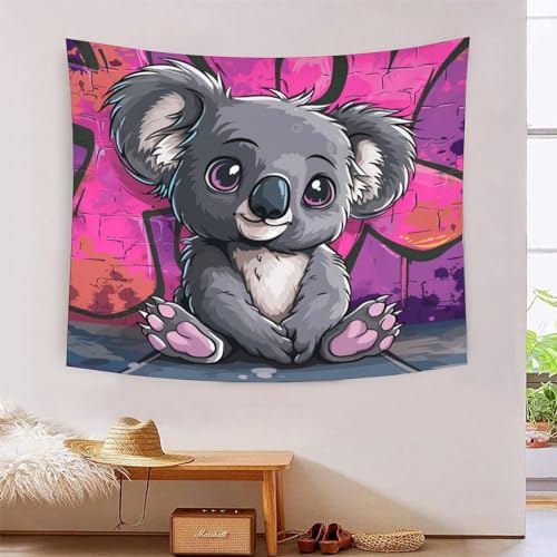 Tapisserie murale koala 3d deco tissu masquer imperfection mur salon et chambre