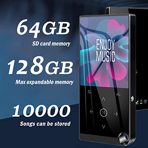 64Gb Mp3 Player With Bluetooth, Sunoony Music Player With Fm Radio, Built-In Hd Speaker, Hifi Lossless Sound, Tf Card, Earphone, Voice Recorder/Video/Photo Viewer/E-Book Player For Kids, Running, Gift #TOP3