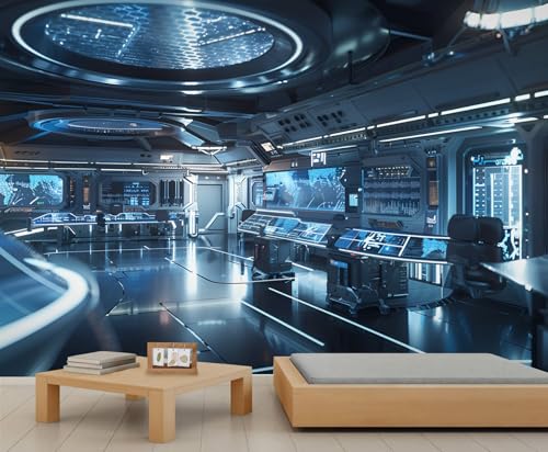 3D Technology Space Station Wall Mural for Bedroom - 79"