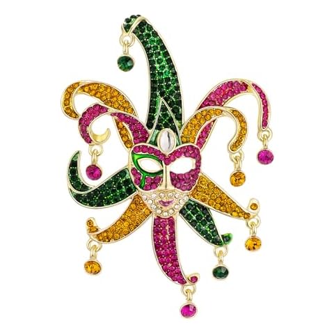 Vanjewnol Mardi Gras Brooches for Women, Mardi Gras Pins, Large Mardi Gras Masks Brooch Pins for Women Fashion, Mardi Gras Accessories for Women, B06A Cover