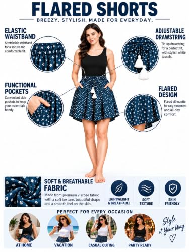 Image of B STORIES Women's Viscose Printed Lounge Culotte Shorts (Pack of 2)