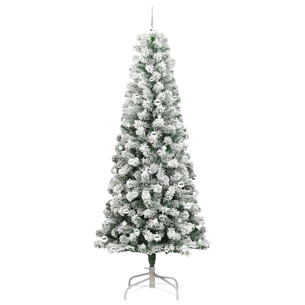Sztuczna składana choinka, zielono-biała, wysokość 240 cm, z 952 końcówkami PCW, 300 ciepłych białych diod LED, zasilana przez USB, do użytku wewnątrz i na zewnątrz