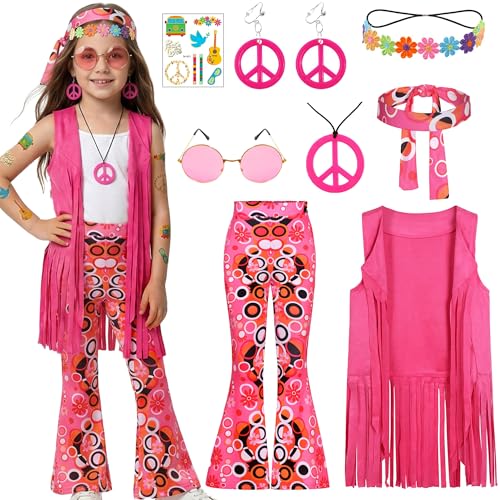 Disfraz Hippie para Niñas 60s 70s Set Fiesta Halloween miniatura 1
