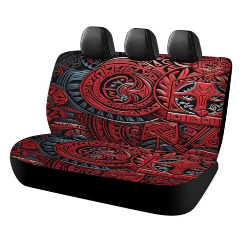 Funda de asiento de coche duradera con diseño tribal rojo premium para SUV y furgonetas