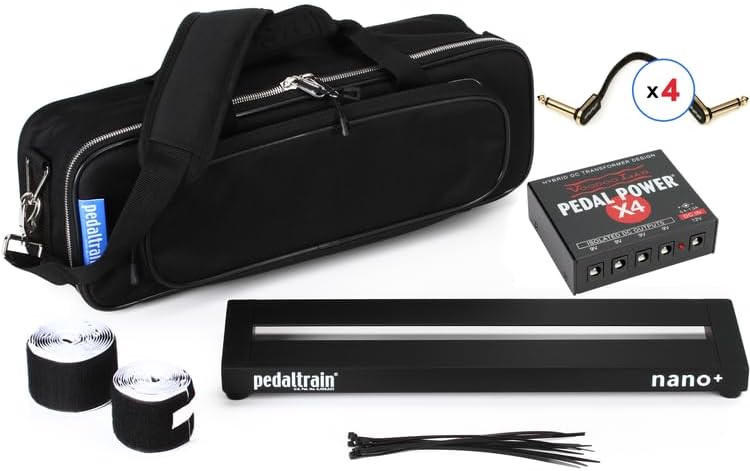 Pedaltrain Basic Pedalboard Kit with Voodoo Lab Power Supply and EBS High-Performance Patch Cables for Guitar and Bass Effects Pedals – Lightweight, Durable, and Perfect for Organizing Your Setup