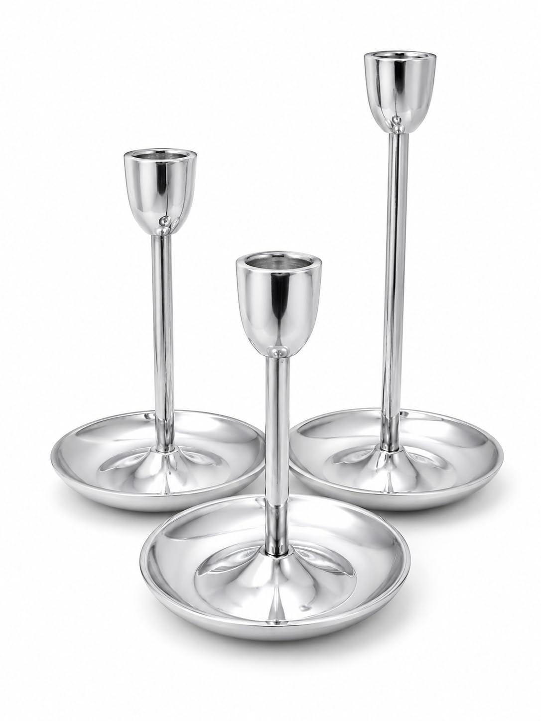 Premium Metal Candle Holder Set of 3 | Luxury Silver Decorative Candle Stand for Home Decor | Modern Table Centerpiece for Living Room, Dining Table, Wedding & Festive Decoration-image-44