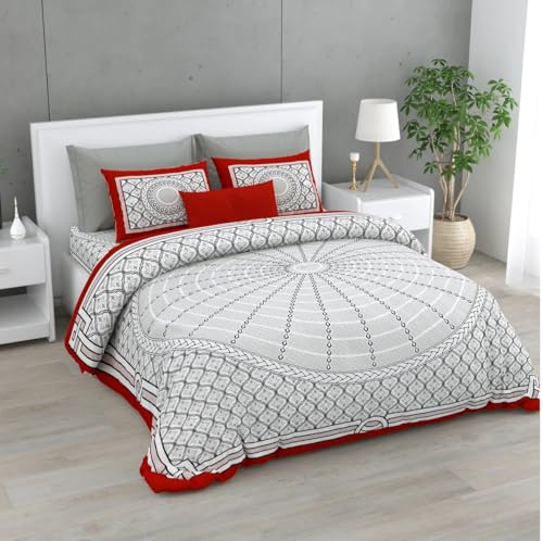 Image of Decor King Size Cotton Bedsheet | 300 TC | 100% Cotton Flatsheet King Size with Two Pillow Covers | (254 * 274 cm, Pale Gray)