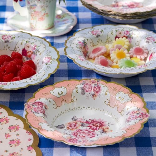 Talking Tables 12 x Vintage Floral Paper Bowls for Birthdays, Mother's Day, Pretty Bowls for Afternoon Tea Party Decorations, Baby Shower, Wedding, and Bridgerton Themed Parties - 8