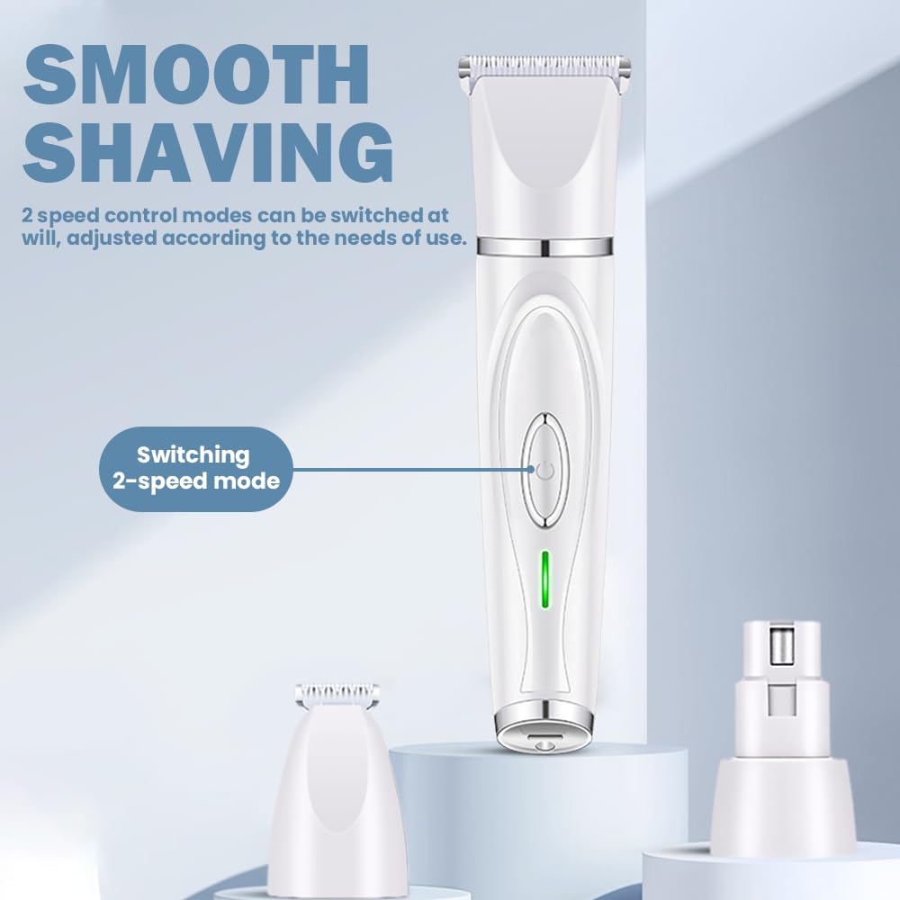 DONGKER Dog Trimmer Kit,2-Speed Dog Grooming Clippers with 1.8cm/4cm Replacement Head for Dogs Cats Paws Eyes Ears Face Rump