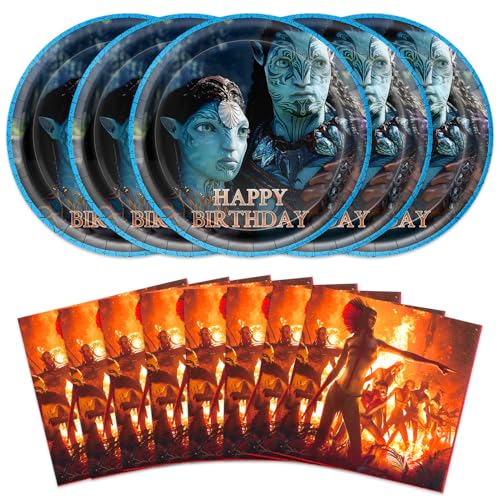 Omto 40pcs Avatars Party Supplies include 20 plates, 20 napkins for the Avatars Birthday Party Decoration
