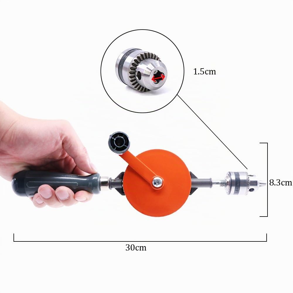 Swpeet puissant Speedy perceuse manuelle 1/10,2 cm d'Acier Double pignons, mandrins et poignée grip pour Woods
