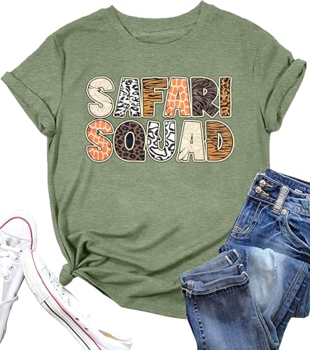 Safari Squad Shirt Women Safari Birthday Shirts Animal Kingdom Outfit Zoo Party Tee Short Sleeve Tops Green