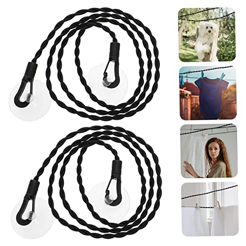 CLISPEED 1set Portable Clothesline Indoor Haves Prop Suction Outdoor Clothesline Portable Clothes Drying Rope Hanging Laundry Portable Clothes Line Proof Washing Wind Black Elastic Rope 2pcs - Image 7