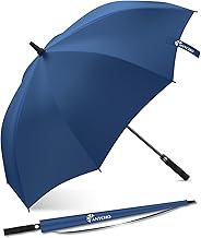 ANYCHO 60inch Big Umbrella for man, Auto Open Golf Rain Umbrella with cover, Windproof, Waterproof and UV Protection Umbrella Big Size for 2-3 Men, Women and Family (Black)