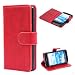 Produktbild Mulbess Handyhülle für Sony Xperia Z1 Compact Hülle Leder, Sony Xperia Z1 Compact Handytasche, Vintage Flip Hüllen Schutzhülle für Sony Xperia Z1 Compact Case, Wein Rot
