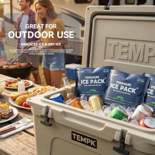 Tempk 8packs(7.5"x6.5") Reusable Ice Packs, Long-Lasting Freezer Packs for Coolers and Lunch Boxes, for Camping, Fishing, Road Trips and Beach Z1 by Tempk - Used condition - Image 7