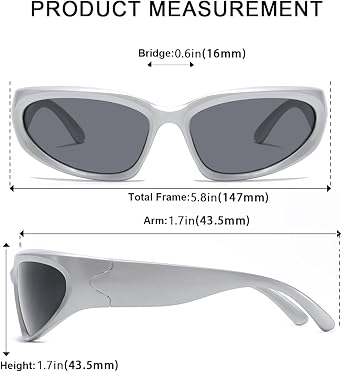 Wrap Around Sports Sunglasses for Men Women Fashion Oval Thick Frame Lightweight Durable Plastic for Outdoor UV400