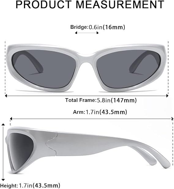 Wrap Around Sports Sunglasses for Men Women Fashion Oval Thick Frame Lightweight Durable Plastic for Outdoor UV400