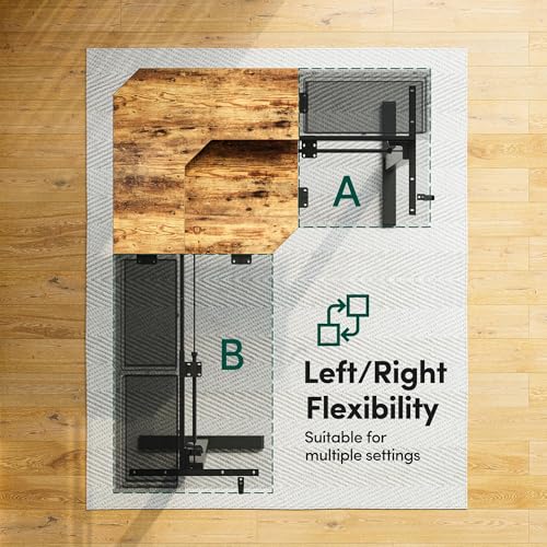 Image of CubiCubi 63x48 Inches L Shaped Standing Desk with 3 Drawers and Monitor Shelf, Height Adjustable Corner Computer Desk with Hooks, Sit Stand Up Ergonomic Home Office Workstation Table, Rustic Brown