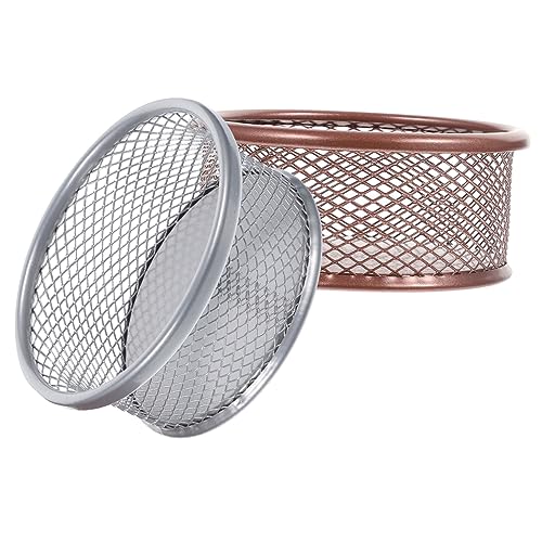 KALLORY 2Pcs Paper Clip Holders Storage Containers for Office Desk Organization Clip Baskets for School Supplies and Item Storage