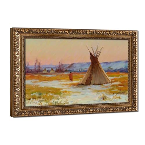 Impression sur toile Yellowstone décoration murale de style rétro avec cadre suspendu