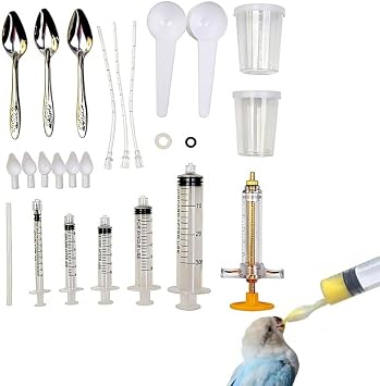 Parrot Hand Feeding Kit for Baby Birds Bird Feeding Syringe Set with Stainless Feeding Spoon, Soft Feeding Tubes, Complete Baby Bird Feeding Kit for Parrots, Cockatiels, Lovebirds