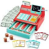 lalalark Cash Register Toy for Kids – Detachable Write & Erase Pad, Play Money, Credit Card, Grocery Store Playset, Preschool Activities, Educational Learning Toy, Toddler Birthday Gift