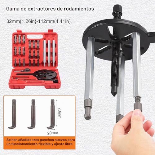 Juego de extractor de rodamientos interior profesional Gueenky con kit de 21 piezas robustas 4