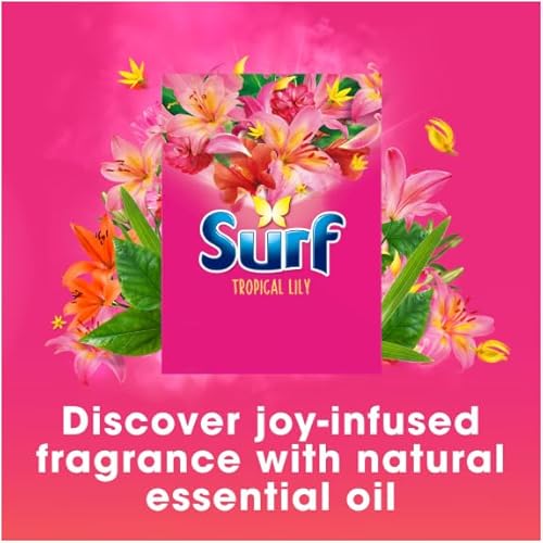 Surf Tropical Lily Washing Powder Laundry Detergent Mega XXXL Pack, 125 Washes, Long-Lasting Fresh Fragrance with Natural Essential Oils, Stain Removal & Colour Care - By MegaAisle - Image 4