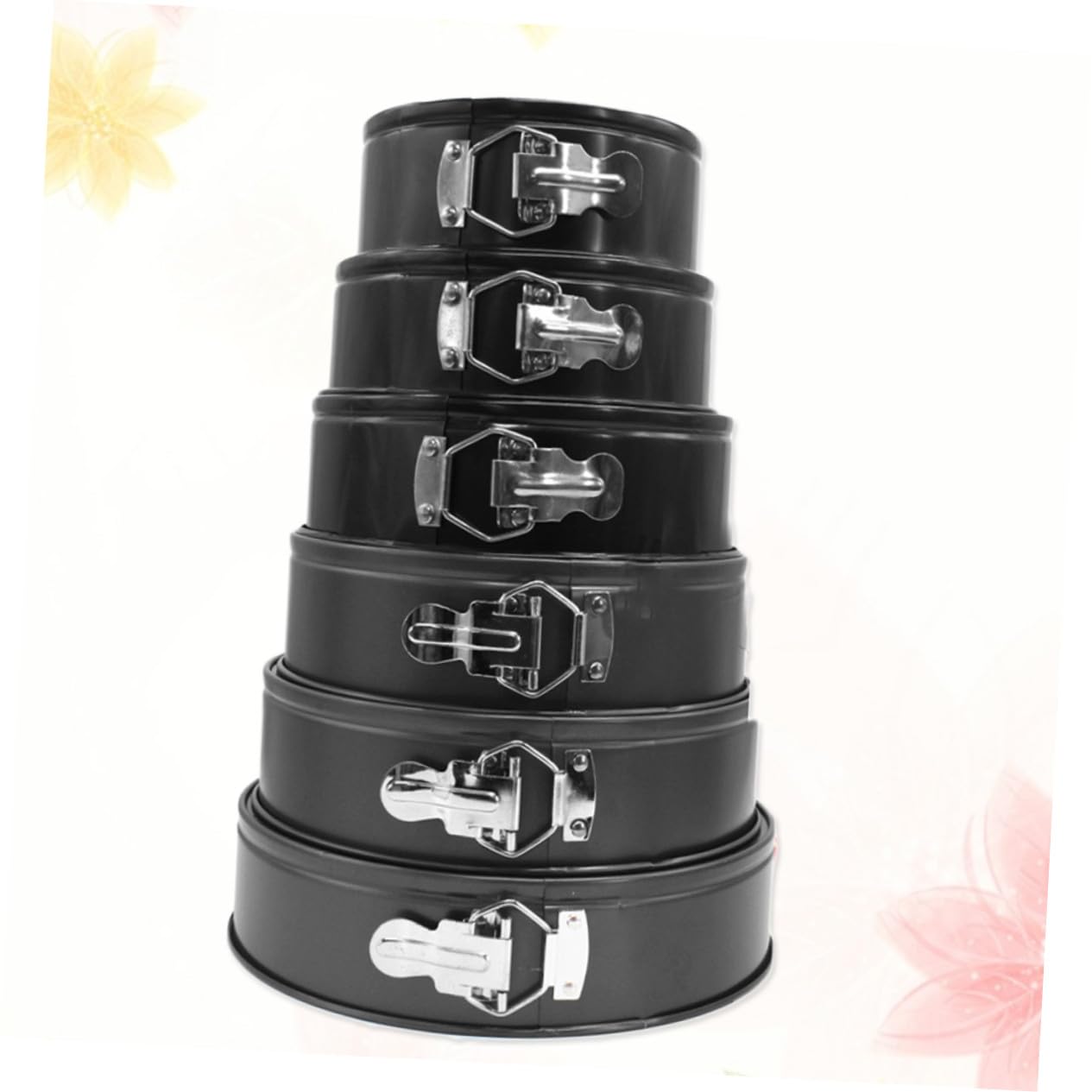 6 Piezas Moldes Redondos para Pasteles con Desmontable Acero al Antiadherente Molde para Hornear Reutilizable para Fiestas y Bodas Color Negro