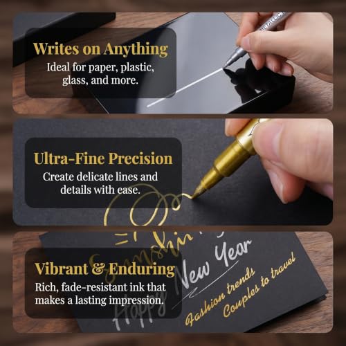 KOMBIUDA 20pcs Silver Metallic Craftwork Pens with Fine Tip for Signature Writing and Scrapbooking, Versatile Permanent Markers for Creative Projects on Multiple Surfaces, Sleek Plastic - Image 6