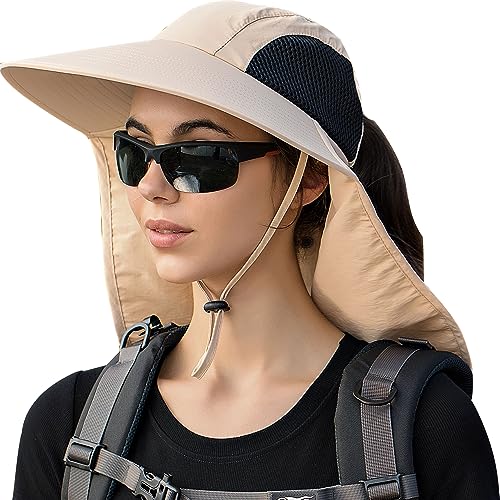 Chapéu de sol masculino e feminino com aba de pescoço, chapéus de pesca e caminhada de aba larga, pr