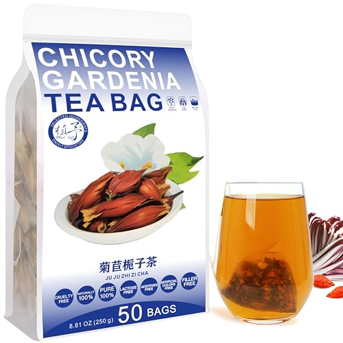 Plant Gift Chicory Gardenia Tea Bags 8.81oz (5g*50bags) euilles de mûrier, racine de bruyère, lys secs, Chine pure et naturelle, mélange de santé thé, mélange de thé Floral 250g 菊苣栀子茶