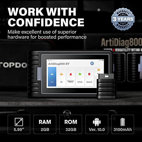 Obd2 Scanner Wireless, Topdon Ad800Bt, Free Lifetime Upgrade, Scan Tool, Automotive Diagnostic Tool, Full System Diagnosis, 28+ Reset Services, Oil Reset/Abs Bleeding/Immo/Tpms/Sas/Bms/Epb/Dpf/Autovin #TOP6