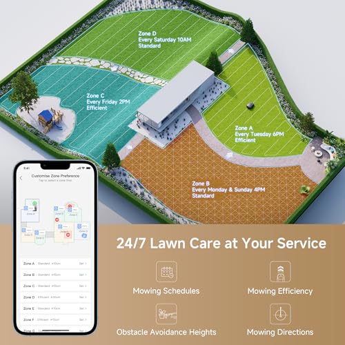 MOVA 600 Robotic Lawn Mower, UltraView Wire-Free Setup and Accurate Mapping Up to 600m², Smart Obstacle Avoidance, App Control, U-Shaped Cutting, Quiet Operation, Safety Alerts - Image 6
