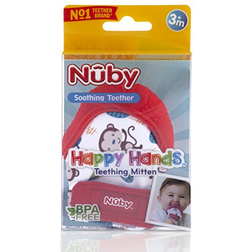 Nuby Soothing Teething Mitten With Hygienic Travel Bag, Red Monkey, 1 Count (Pack Of 1) #TOP3