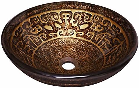 Enbol Bathroom Vessel Sinks Brown Color Glass Sink Bowl for Bathroom Above Counter GS-G0445