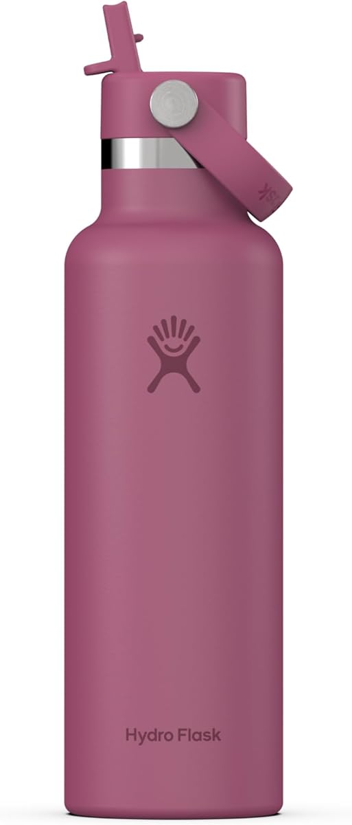 HYDRO FLASK - Standard Mouth Water Bottle 621 ml (21 oz) - Vacuum Insulated Stainless Steel Water Bottle with Flex Straw Cap - Reef